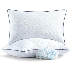 Cooling Bed Pillows Standard Size Set of 2 for Sleeping, Adjustable Shredded Memory Foam Pillows for Side Back Stomach Sleepers - Luxury Gel Pillows hotel pillows with Washable Removable Cover