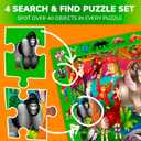 QUOKKA Puzzles for Kids Ages 4-6 - 4 x 60 Puzzles for Toddlers 5-8 - Educational Search and Find Toy for 8-10 yo for Learning Forest Polar, USA National Park Animals and City Life