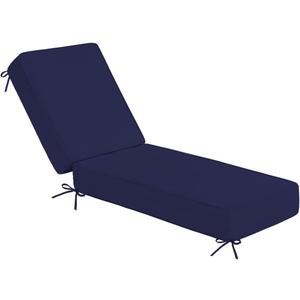 Sundale Outdoor Olefin Chaise Lounge Cushion, Water-Resistant Patio Lounge Chair Cushion, Thick Lounger Pad with 4 Straps Navy Blue, 72 x 21 x 6 Inches