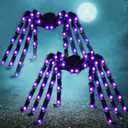 JOYIN 2 Pack 5 Ft Halloween Light Up Spiders Outdoor Decorations, Scary Giant Spider with Purple LED, Fake Large Haunted House Props, for Halloween Lawn Porch Yard Garden Tree Outside Indoor Decor