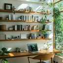 ROGMARS 36 Inches Long Walnut Floating Shelves with Led Light