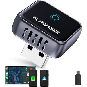 2026 [2-in-1] Latest Wireless CarPlay & Android Auto Adapter, Converts Wired to Wireless, Fast Auto-Reconnect, Dual-Band 5GHz WiFi + Bluetooth 5.3, USB-A & USB-C Compatible, Mini Design
