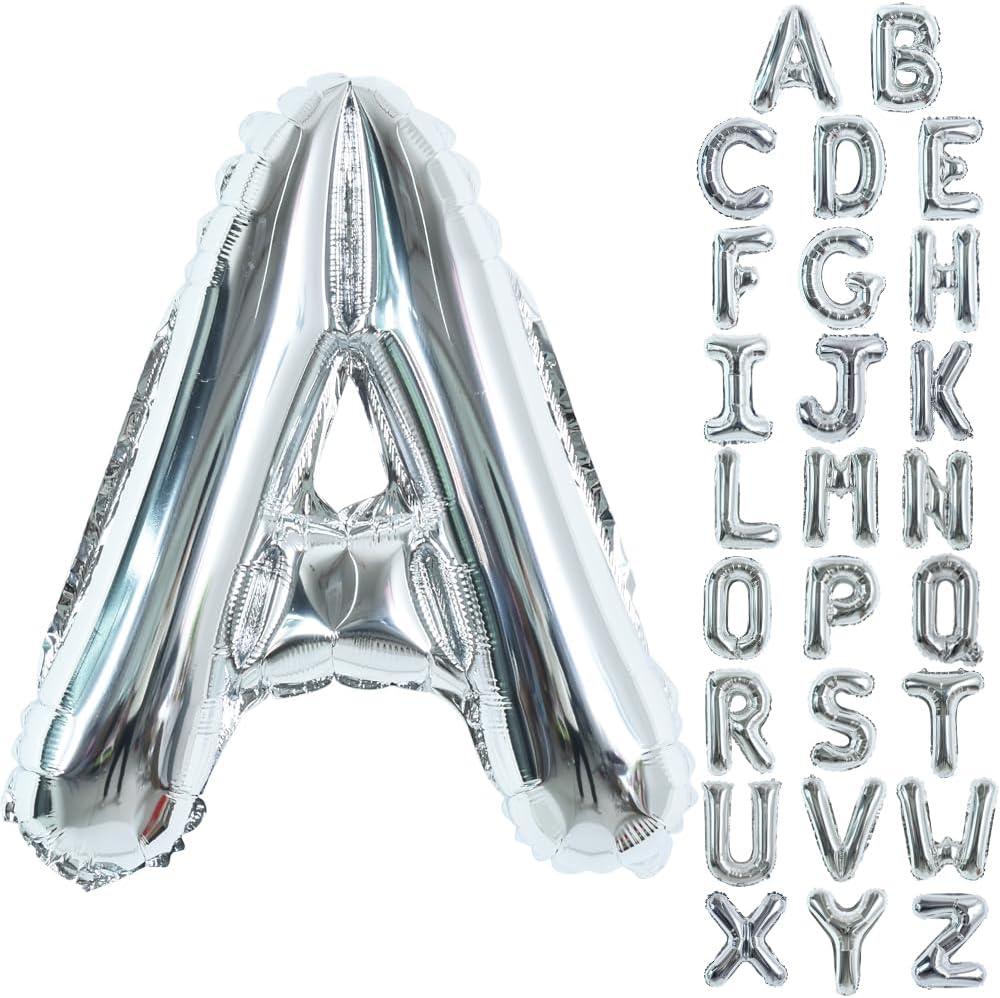 Silver Party Balloons 10 Pack Random Letters