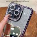 Changjia Glitter Mirror Case for iPhone 17 Pro Max,Cute Luxury Diamond Heart Makeup Mirror Bling Sparkly Rhinestones with Camera Protector TPU Bumper Women Girls Case for iPhone 17 Pro Max 6.9",Silver