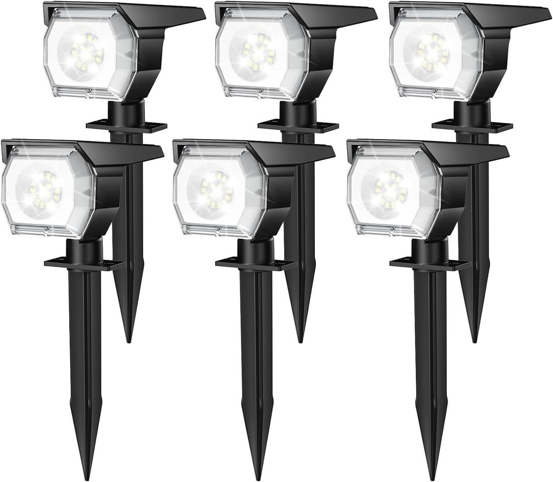 EIUIO Solar Outdoor Lights, 3 Lighting Modes Solar Spot Lights Outdoor with Auto On/Off, Waterproof Landscape Lighting for Garden Yard Pathway, 6 Pieces