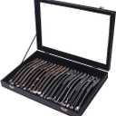 ByKen 20 Hooks Necklace Organizer Box/Tray, Chains Showcase Storage Boxes for Girls, Stackable (Black Velvet)