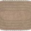 DII Crochet Collection Reversible Bath Mat, Large Oval, 21x34, Stone