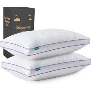 SLEEPDIARY King Size Pillows Set of 2,Hotel-Quality Bed Pillows with Zipper for Adjustable Loft, Machine Washable, Down Alternative Filling for Back, Side & Stomach Sleepers, White