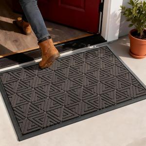 Yimobra Outdoor Mats for Front Door 29.5x17, Stops Mud & Dirt at Entrance, Fits Garage & Patio, All-Weather Waterproof Non Slip Outdoor Indoor Welcome Mat, Brown