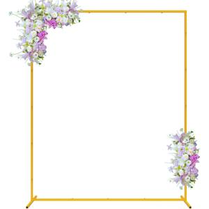 6.6FT x 5.2FT Gold Wedding Arches for Ceremony Rectangular Metal Balloon Arch Stand Kit Garden Floral Square Arch Frame Background for Anniversary Birthday Party Bridal Shower Decoration Home Decor