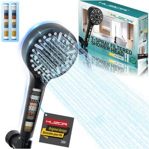 High Pressure filtered shower head- Handheld Shower Head with 2 Extra Filters,Chlorine Removal Water Softener Filters Beads for Hard Water with 6 Spray Modes- Matte Black