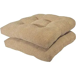 Arlee Chair Cushions for Dining Chairs, Set of 2 - Memory Foam Chair Pads, Non-Skid Backing - Durable Thick Seat Cushions for Kitchen, Office, Patio, 16" L x 16" W  Biege