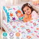 Everyday Kids Toddler Fitted Sheet and Pillowcase Set -Undersea Mermaids Adventure- Soft Breathable Microfiber Toddler Sheet Set