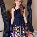 Arshiner Girls Summer Dress One Shoulder Formal Party Dresses with Pockets (Blue, S)