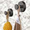 3 x Shower Suction Cup Hooks, 2-Pack Shower Hooks for Bathroom, Kitchen, Glass Door, Mirror, Tile, Holds 15 Pounds of Objects, No Drilling Required, Reusable (Black)