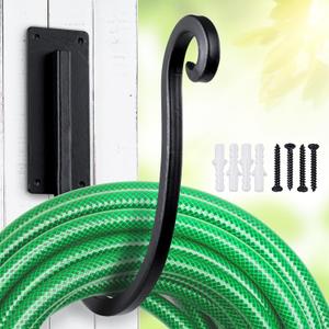 Hose Holder Wall Mount Metal/8-Inch Heavy-Duty Garden Hose Hanger Outdoor, Hand-Forged Hose Rack Mount