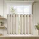 jinchan Striped Linen Kitchen Curtains 45 Inches Tier Curtains Farmhouse Modern Cafe Style Small Window Treatments Airy Light Filtering Rod Pocket for Living Room Bathroom 2 Panels Taupe Grey