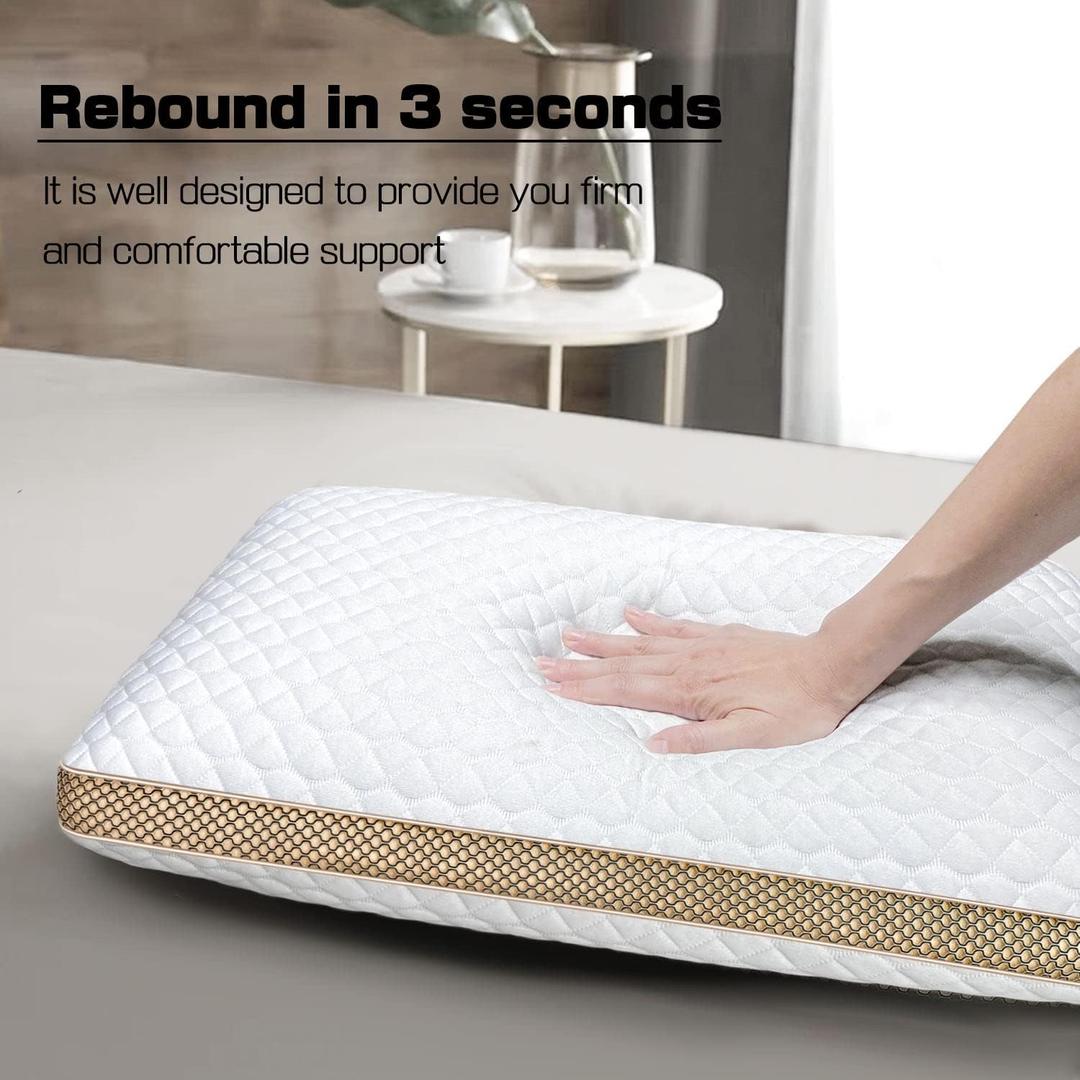 Memory Foam Pillows Standard Size Set of 1, Medium Firm Pillow for Sleeping, Orthopedic Bed Pillow for Side, Back Sleepers, Ventilated Gel Foam Pillow with Washable Cover, 23.6" x 15.7"x 5.1"