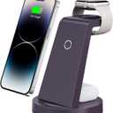 3 in 1 Charging Station for iPhone - Wireless Charger for Apple Products Multiple Devices - Charging Dock Stand for AirPods (for iPhone 16e 16 15 14 13 pro 12 11 X Max) (Purple)