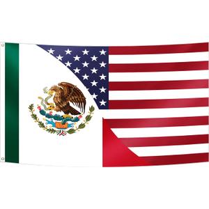 American Mexican Friendship Flag 4x6FT USA Mexico Flag Fade Proof Vivid Color Polyester with Brass Grommets For Indoor Outdoor (A, 4x6FT)
