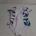 GRACE KARIN Swimsuit for Women Short Sleeve Comfortable Bathing Suit White Floral, Large