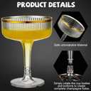 Set of 24 Champagne Tower 7 oz Plastic Champagne Coupe Glasses Set Stackable Plastic Ribbed Martini Glasses Unbreakable Acrylic Cocktail Coupe Cups for Wedding Birthday (Glitter,Gold)