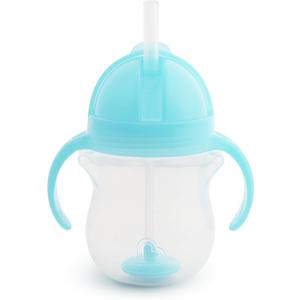Munchkin Any Angle Sippy Cup for Toddlers, Spill Proof Weighted Straw Cup with Transition Handles for Babies 6 Months and Up, 7 Ounce, Blue (1 Pack)