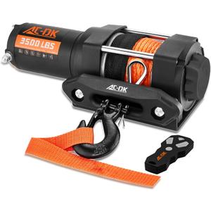 AC-DK 3500 lb ATV/UTV Winch Synthetic Rope Kits, 12V Winch with Wireless Remote for Off Road Trailer Boat RV Towing Winches, Winch with Mounting Plate and Wired Remote