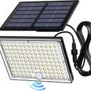 JACKYLED Solar Lights Outdoor with Motion Sensor, 113LED Cool White Solar Flood Lights, Waterproof Dusk to Dawn Solar Powered Security Spot Lights for Porch Patio Yard Garage, 1 Pack (Black)
