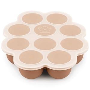 KeaBabies Silicone Food Freezer Trays with Lid, 2oz x 10 Pods Baby Food Storage Containers, Easy Puree Meal Prep, Breast Milk Silicone Freezer Molds, Dishwasher,Microwave Safe,BPA-Free(Sandstone)