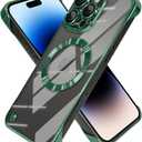 Frameless Magnetic Phone Case Compatible with iPhone 14 Pro Clear Minimalist Case Transparent Clear Plating Green Frameless Design Lens Protects Shockproof Case