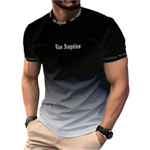 VIPWOLF Men's Color Block Short Sleeve Casual T Shirts Crew Neck Letter Graphic Tees Golf Workout Summer Tops (Black, M)