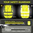 3 Pack Safety Reflective Vests 7 Pockets, 2 Shoulder Lanyards4 Colors (Yellow)