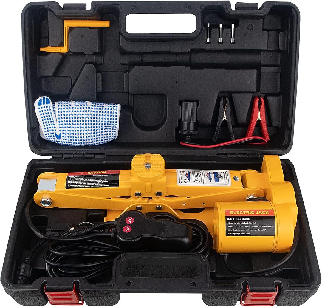 Electric Car Jack 2 Ton 12V Electric Scissor Jack with Storage Box for Car SUV Tire Changes (Lifting rang: 4.72~14.57 inch)