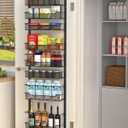 Over the Door Pantry Organizer, 8-Tier Over the Door Organizer with Adjustable Basket, Pantry Door Organization for Pantry Kitchen Storage Room Spice Rack, Black