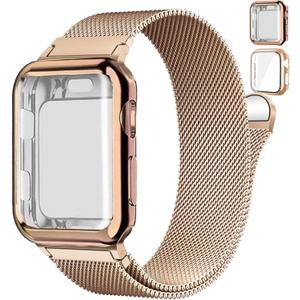 Magnetic Band and Case for Apple Watch Band 40mm 41mm 38mm 44mm 45mm 46mm 42mm Women/Men,Stainless Steel Milanese Loop Bracelet Strap with Cover Combo iWatch series 11 10 9 8 7 6 5 4 SE Ultra/2 3 49mm