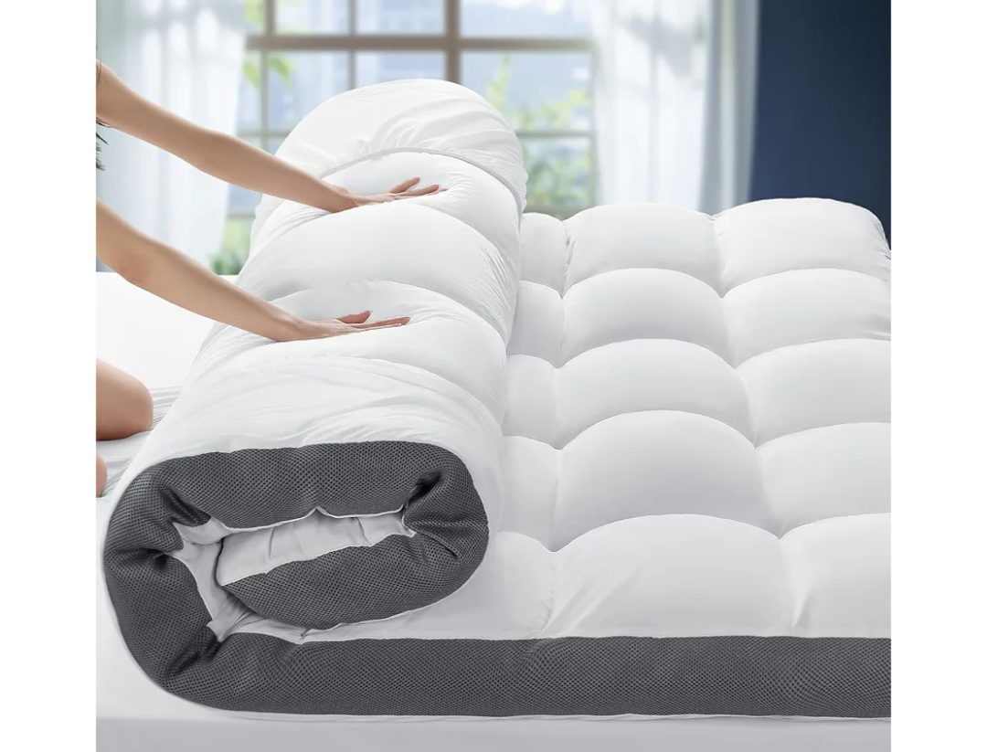 4 Inch Memory Foam Mattress Topper, Cooling Extra Thick 2000 GSM Pillow Top Mattress Pad for Back Pain Relief,Soft Breathable Mattress Cover for Fluffy Shredded Memory Foam Filled 