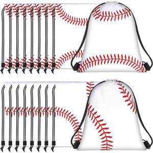 16 Pcs Baseball Drawstring Bag 15.8 x 13.4 Inch Baseball Backpack Treat Bag for Sports Decoration