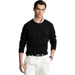 POLO RALPH LAUREN Men's Cotton Crew Neck Sweater (Black, XL)