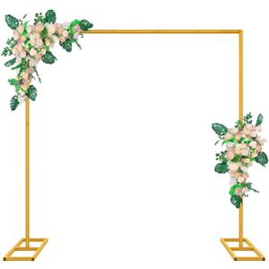 6.6FT Gold Wedding Arches for Ceremony Square Metal Balloon Arch Stand Rectangular Backdrop Stand for Anniversary Birthday Party Bridal Shower Home Indoor Outdoor Decoration