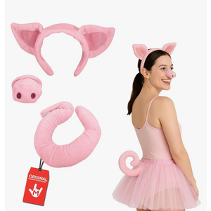Nicky Bigs Novelties Morph Unisex Adult Pig Ears Headband Nose and Tail Accessory Set, Pink, One Size