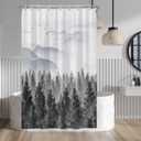 Baocicco Grey Forest Mountain Shower Curtain Watercolor Misty Forest Nature Tree Mountain Landscape Shower Curtains for Bathroom Waterproof Fabric Shower Curtain with Hooks 48x72 Inches