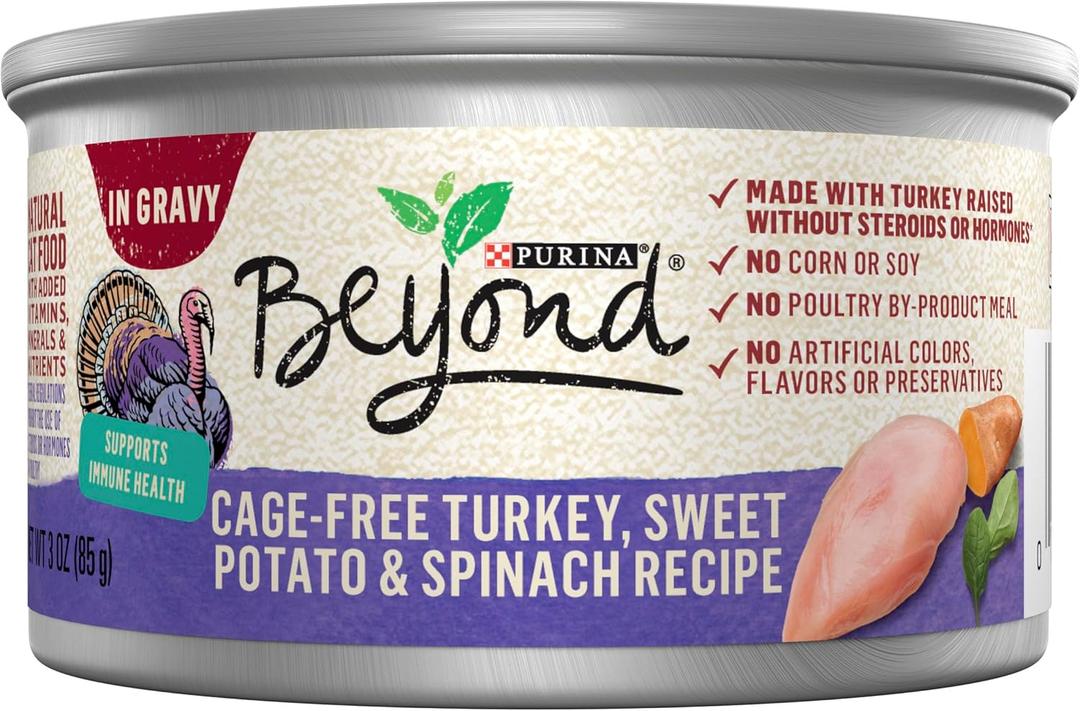 Purina Beyond Cage-Free Turkey, Sweet Potato and Spinach Recipe In Wet Cat Food Gravy - (Pack of 12) 3 oz. Cans