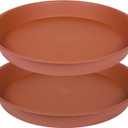 2 Pack of 16 17 inch Plant Saucer Tray (15 inch Base), 2.3" Depth, Heavy Duty Plastic Saucer 16" Round, Plant Tray for Pots, Flower Plant Saucers for Indoors (17 inch, Terracotta)