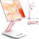 LISEN Pink Desk Accessories for iPad Office Supplies Desk Decor for Moms Women Mother Gifts for Him Tablet Stand Vanity Accessories Video Face Time Free Hands for iPad Switch Kindle
