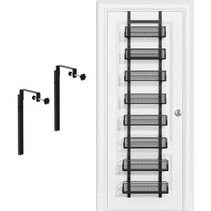 Emmalee Over the Door Pantry Organizer, 8-Tier Adjustable Metal Hanging Spice Rack, Space Saving Pantry Organizers and Storage for Kitchen, Storage Room, Bathroom, Bedroom (8 Tier, Black)