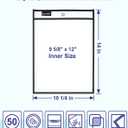SUNEE 50 Packs Oversized Reusable Dry Erase Pocket Sleeves with 3 Rings, Black 10x14 Ticket Holders, Clear Plastic Sheet Protectors, Teacher School Classroom Supplies