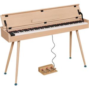 Digital Piano 88 Key Weighted Keyboard,Full-Size Desk Progressive Hammer-Action Electric Piano For Beginners, With Sheet Music Stand, Pedal,Power Adapter, Headphone Mode, Usb-Mid (Maple)