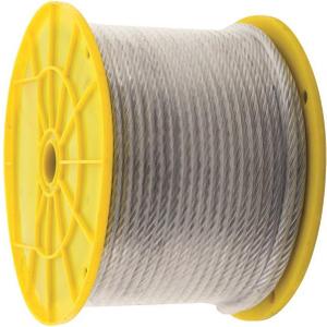KingChain 505552 3/16-in x 1/4-in x 250 ft PVC Coated Galvanised Steel 7 x 19 Aircraft Cable Metal Wire Rope with 850 lb Safe Working Load