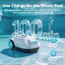 Robotic Pool Cleaner, Cordless Automatic Pool Vacuum for Above Ground & Inground Pools, 100 Mins Runtime, Powerful Suction, Self-Parking, Ideal for Pools up to 860 Sq.ft